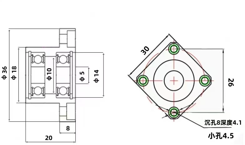 605ZZ Bearing with Aluminum Housing Miniature Bearing Unit for Automation Equipment Electric Motors WYOO Bearing