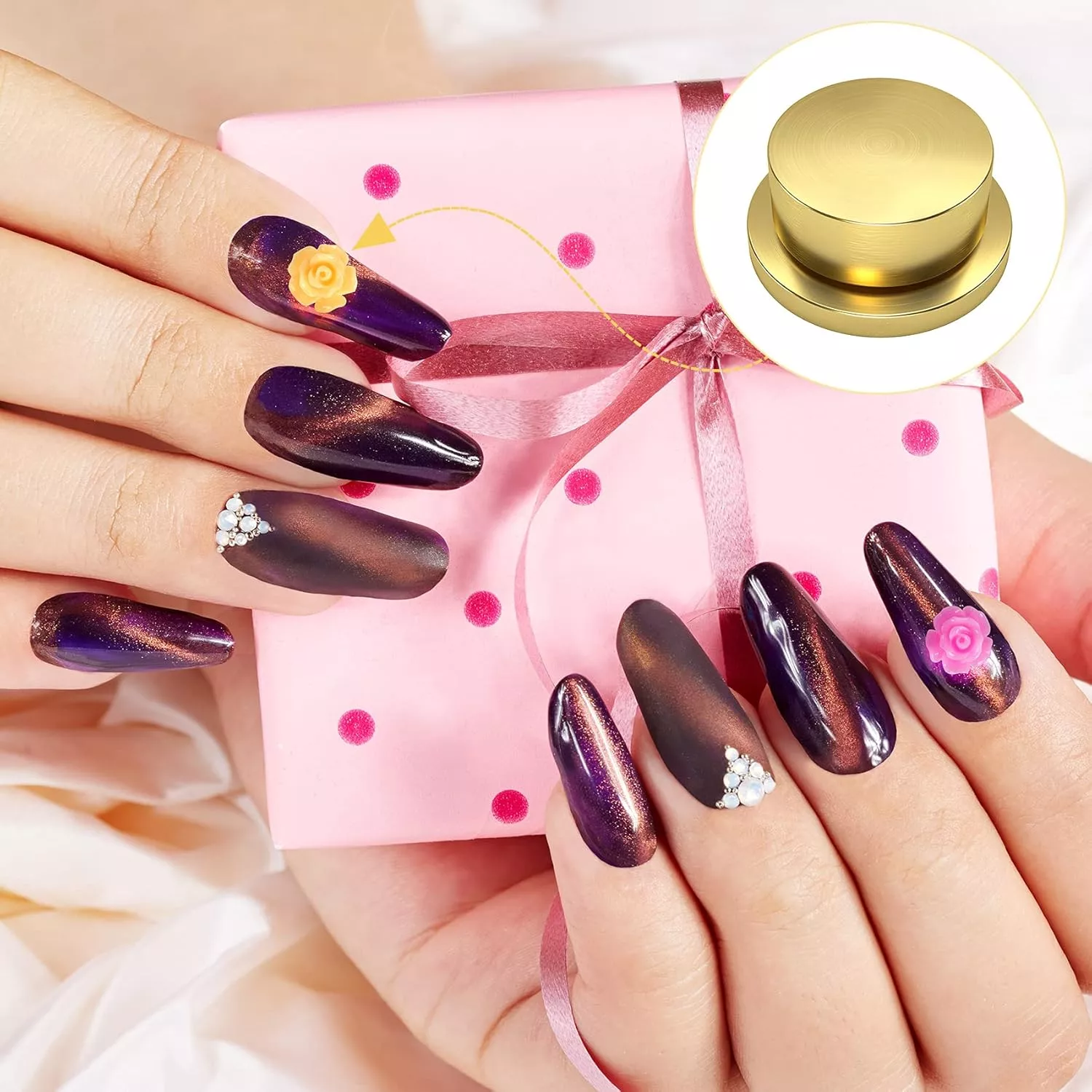 Brass Spinning Nail Charms Nail Art Rotating Charm Bearing for Women Girls Crafting Accessories