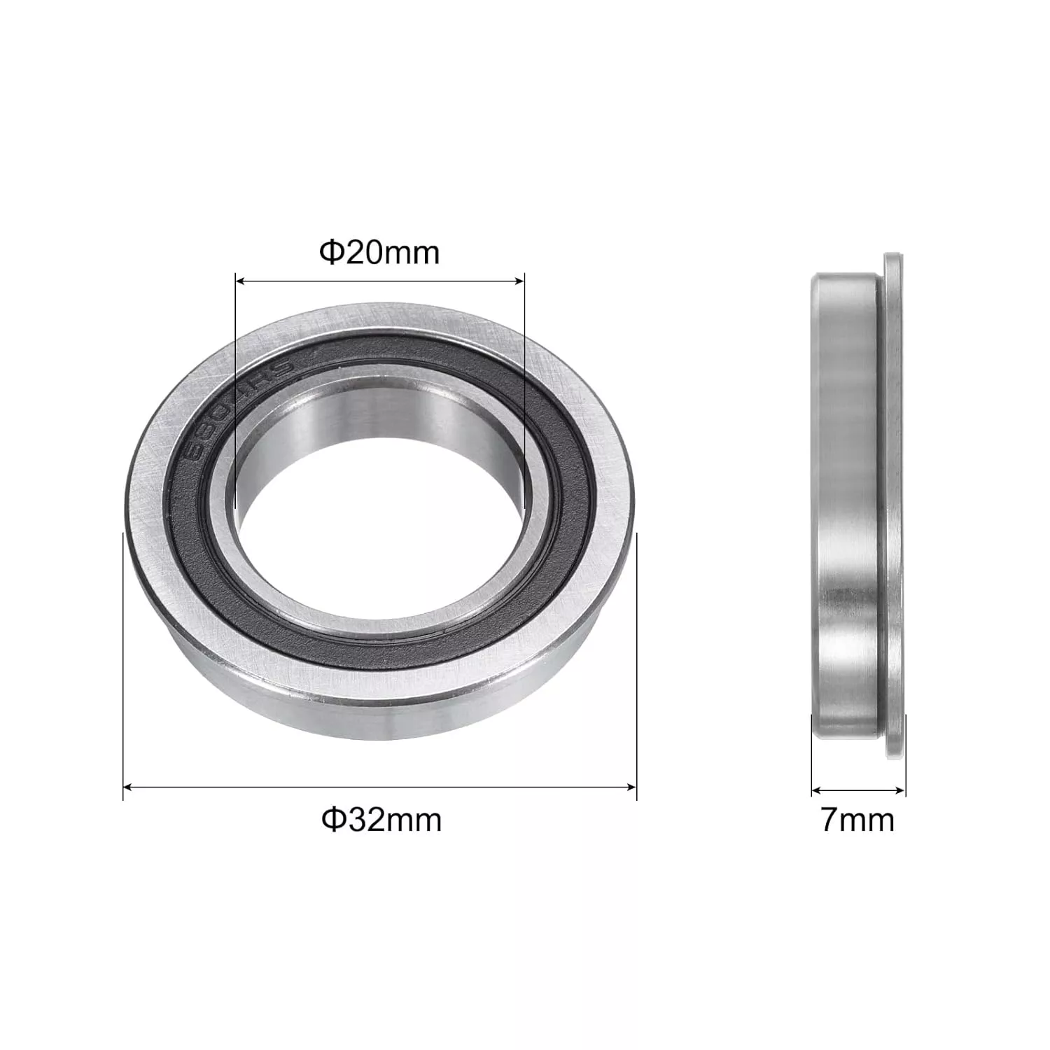  F6804-2RS Flanged Ball Bearing 20x32x7mm Double Sealed Chrome Steel Flange Bearings
