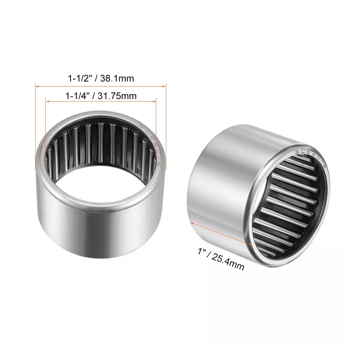 Drawn Cup Open End SCE2016 Needle Roller Bearings 1-1/4