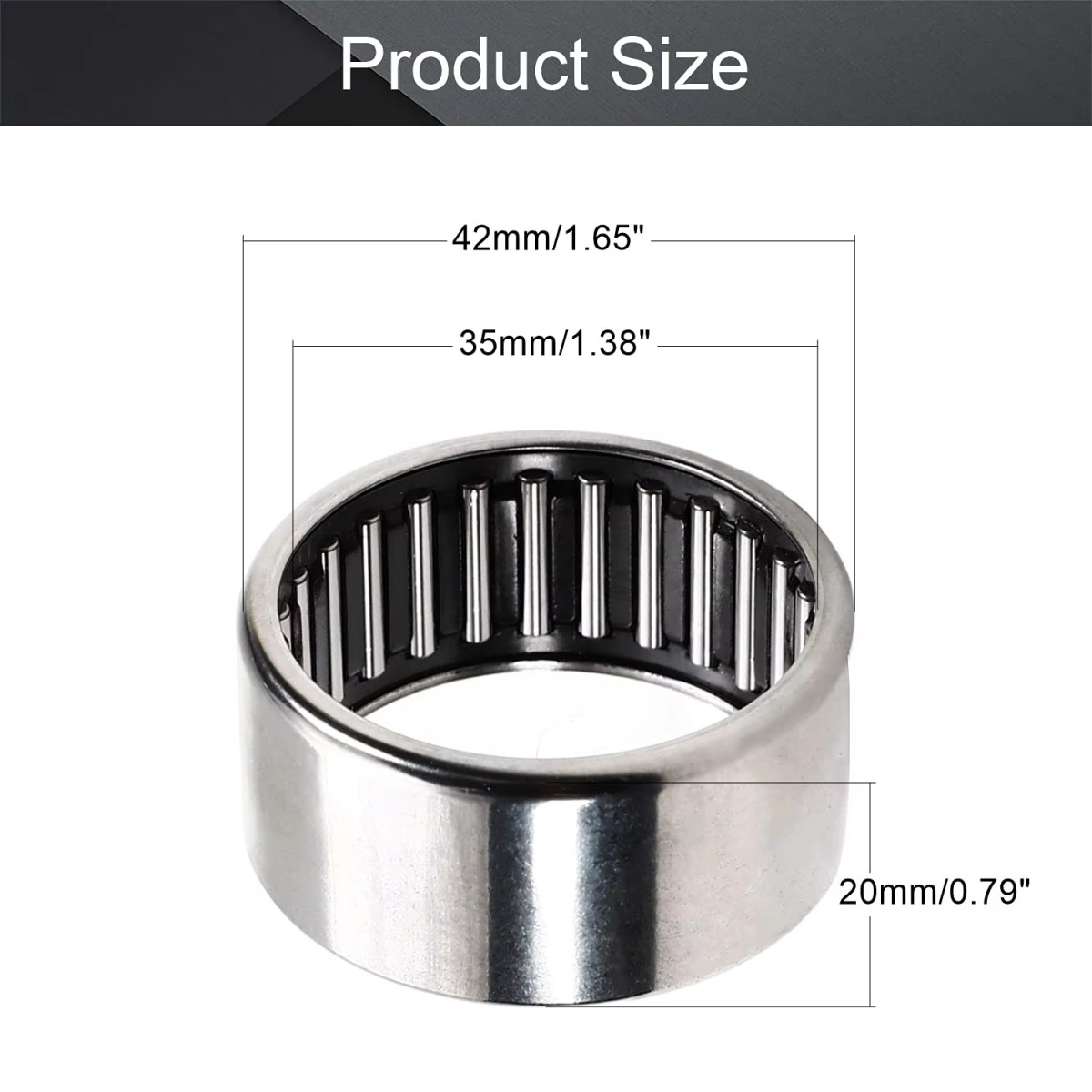 HK3520 Drawn Cup Needle Roller Bearing (35mm x 42mm x 20mm, Open Ends) Dimension Drawing 1