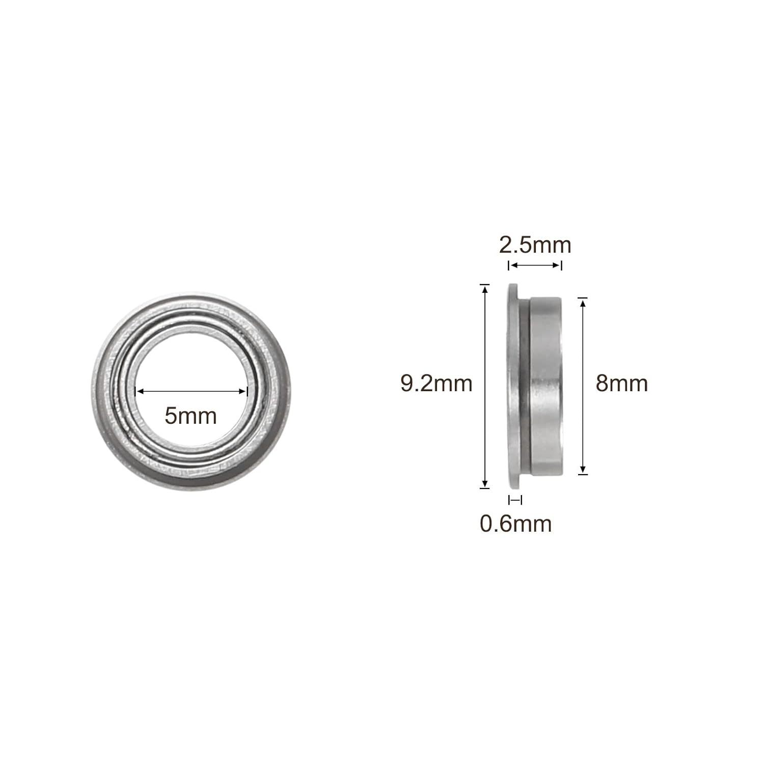 MF85ZZ Flange Bearing 5*9.2*2.5 mm Dimension Drawing 2